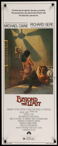 1j459 BEYOND THE LIMIT insert '83 art of Michael Caine, Richard Gere & sexy girl by Richard Amsel!