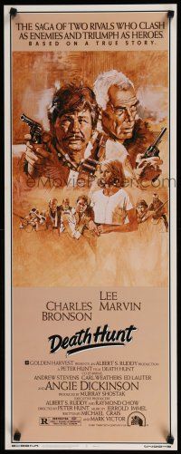 1j515 DEATH HUNT insert '81 artwork of Charles Bronson & Lee Marvin with guns by John Solie!