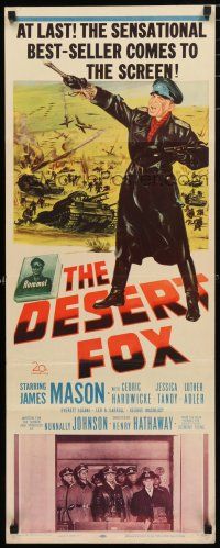1j520 DESERT FOX insert '51 artwork of James Mason as Field Marshal Erwin Rommel at war!