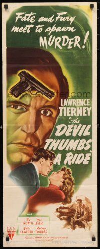 1j521 DEVIL THUMBS A RIDE insert '47 BAD Lawrence Tierney, fate and fury meet to spawn murder!