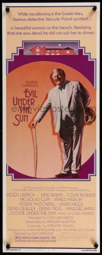 1j538 EVIL UNDER THE SUN insert '82 Agatha Christie, Anthony Shaffer, Peter Ustinov as Poirot!