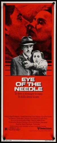 1j542 EYE OF THE NEEDLE insert '81 Donald Sutherland, Kate Nelligan, from Ken Follett novel!