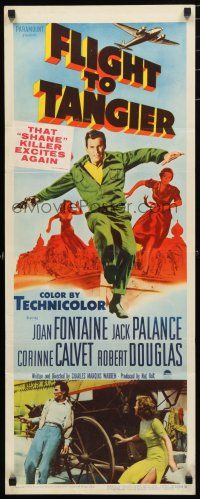 1j553 FLIGHT TO TANGIER insert '53 Joan Fontaine & Jack Palance in new perfected Dynoptic 3-D!