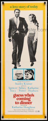 1j579 GUESS WHO'S COMING TO DINNER insert '67 Sidney Poitier, Spencer Tracy, Katharine Hepburn