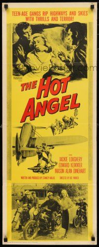 1j592 HOT ANGEL insert '58 teenage hot rod rebel gangs rip highways & skies w/thrills & terror!