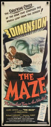 1j633 MAZE insert '53 William Cameron Menzies, great 3-D image of girl reaching off the screen!