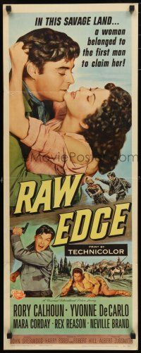 1j669 RAW EDGE insert '56 cowboy Rory Calhoun & sexy Yvonne De Carlo in a savage land!