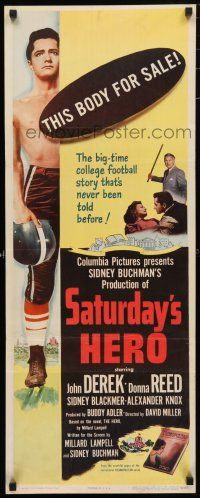 1j691 SATURDAY'S HERO insert '51 barechested football player John Derek and his body is for sale!