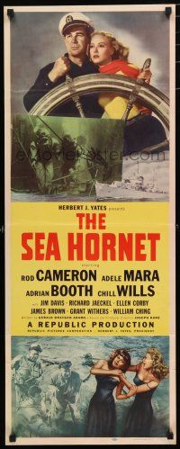1j695 SEA HORNET insert '51 close up of Rod Cameron & sexy Adele Mara at ship's wheel!