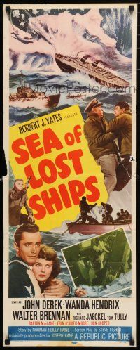 1j696 SEA OF LOST SHIPS insert '53 John Derek adventures to the frozen Hell of the North Atlantic!