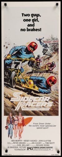 1j707 SIDECAR RACERS insert '75 motorcycle racing from Down Under, two guys, one girl, no brakes!