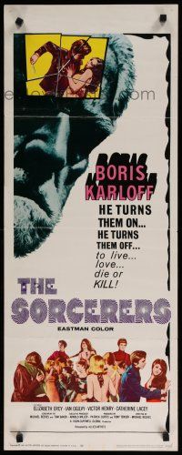 1j725 SORCERERS insert '67 Boris Karloff turns them on & off to live, love, die or KILL!
