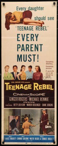 1j769 TEENAGE REBEL insert '56 Rennie sends daughter to mom Ginger Rogers so he can have fun!