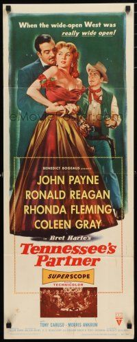 1j773 TENNESSEE'S PARTNER insert '55 art of Ronald Reagan & John Payne, sexy Rhonda Fleming!
