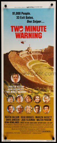 1j805 TWO MINUTE WARNING insert '76 Charlton Heston, John Cassavetes, sniper at football game!