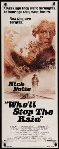 1j836 WHO'LL STOP THE RAIN insert '78 artwork of Nick Nolte & Tuesday Weld by Tom Jung!
