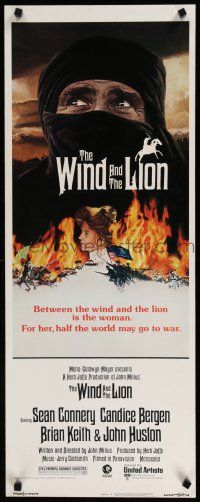 1j843 WIND & THE LION insert '75 art of Sean Connery in keffiyeh, Candice Bergen, John Milius!