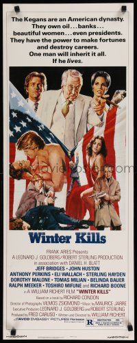 1j844 WINTER KILLS insert '79 John Solie art of Jeff Bridges, John Huston & Dorothy Malone!