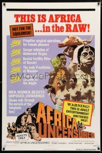 1k030 AFRICA UNCENSORED 1sh '74 Africa ama, wild images from mondo documentary!