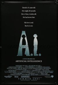 1k020 A.I. ARTIFICIAL INTELLIGENCE advance DS 1sh '01 Steven Spielberg, Haley Joel Osment, Jude Law
