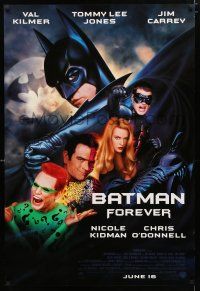1k073 BATMAN FOREVER advance DS 1sh '95 Val Kilmer, Nicole Kidman, Tommy Lee Jones, Jim Carrey