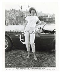 1m092 ANGIE DICKINSON 8.25x10 still '64 standing by sports car in white T-shirt in The Killers!
