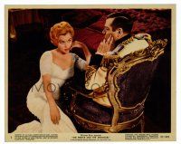1m010 PRINCE & THE SHOWGIRL color 8x10 still #5 '57 Marilyn Monroe sits in front of Laurence Olivier