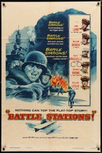1p056 BATTLE STATIONS 1sh '56 John Lund, William Bendix, the story of Navy flat-tops!