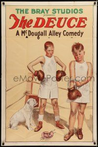 1p001 DEUCE 1sh '27 The McDougall Kids, cute artwork of boy boxers w/dog!