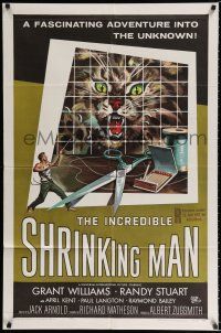 1p449 INCREDIBLE SHRINKING MAN 1sh '57 Jack Arnold classic, great Reynold Brown sci-fi art!
