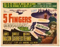 1r002 5 FINGERS TC '52 James Mason, Danielle Darrieux, true story of the most fabulous spy!