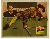 1r507 BULLFIGHTERS LC '45 wacky close up of Oliver Hardy pushing matador Stan Laurel into ring!