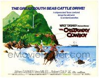 1r055 CASTAWAY COWBOY TC '74 Disney, art of James Garner with lasso in Hawaii on horseback!