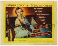 1r075 CRIME OF PASSION TC '57 sexy Barbara Stanwyck reaches for gun to shoot Sterling Hayden!