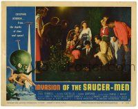 1r665 INVASION OF THE SAUCER MEN LC #8 '57 Steve Terrell & others gather around dazed man on ground!