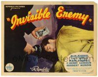 1r186 INVISIBLE ENEMY TC '38 cool image of crime investigator comparing photo to body!