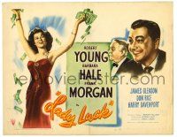 1r211 LADY LUCK TC '46 great romantic gambling artwork of Robert Young & Barbara Hale!