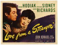 1r226 LOVE FROM A STRANGER TC '47 Sylvia Sidney resists John Hodiak, from Agatha Christie story!