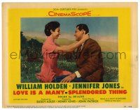 1r713 LOVE IS A MANY-SPLENDORED THING LC #6 '55 romantic image of William Holden & Jennifer Jones!