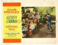 1r718 LOVING YOU LC #4 '57 image of Elvis Presley singing to crowd in restaurant!