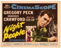 1r269 NIGHT PEOPLE TC '54 cool images of World War II soldier Gregory Peck, Broderick Crawford!