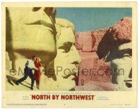 1r781 NORTH BY NORTHWEST LC #5 '59 classic image of Cary Grant & Eva Marie Saint on Mt. Rushmore!