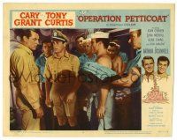 1r796 OPERATION PETTICOAT LC #3 '59 Tony Curtis & sailors look at Cary Grant in submarine!