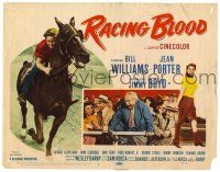 1r314 RACING BLOOD TC '54 jockey Jimmy Boyd riding horse at race!