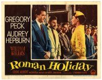 1r852 ROMAN HOLIDAY LC #2 '53 Eddie Albert, Audrey Hepburn meets Gregory Peck!