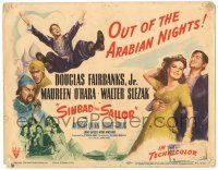 1r357 SINBAD THE SAILOR TC '46 artwork of Douglas Fairbanks Jr. & sexy Maureen O'Hara!