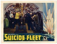 1r913 SUICIDE FLEET linen LC '31 cool cut-away image of crew members operating early submarine!