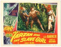 1r924 TARZAN & THE SLAVE GIRL LC #7 '50 great image of barechested Lex Barker fighting!