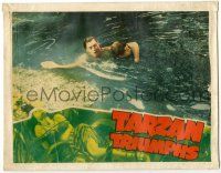 1r925 TARZAN TRIUMPHS LC '43 Johnny Weissmuller in water rescue, border art of Frances Gifford!