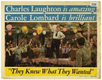 1r939 THEY KNEW WHAT THEY WANTED LC '40 Charles Laughton dancing on table & being toasted!